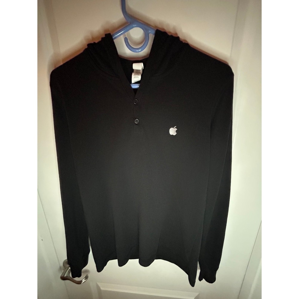Vintage Y2k Apple Employee Promo Embroidery Waffle Knit Hoodie Sz Mens Small